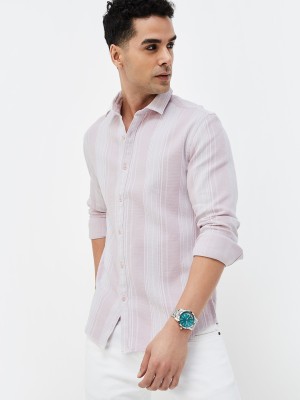 CODE by Lifestyle Men Striped Casual Pink Shirt