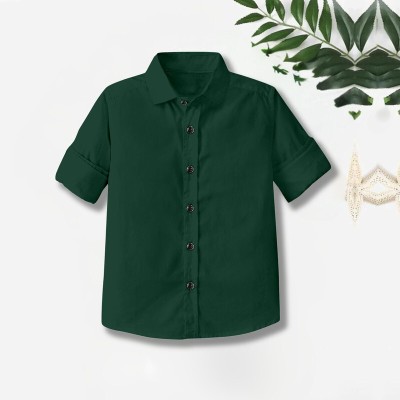 Laxmi Enterprise Boys Solid Casual Green Shirt