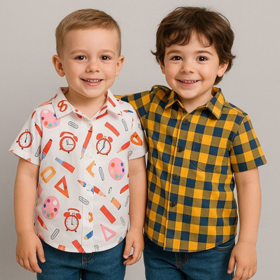 SVHFashion Boys Printed Casual Multicolor Shirt(Pack of 2)