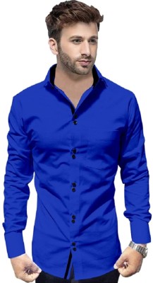 GLOBAL NOMAD Men Solid Casual Dark Blue Shirt