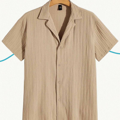 Looksky Men Self Design Casual Brown Shirt