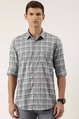 PETER ENGLAND Men Checkered Casual Grey Shirt