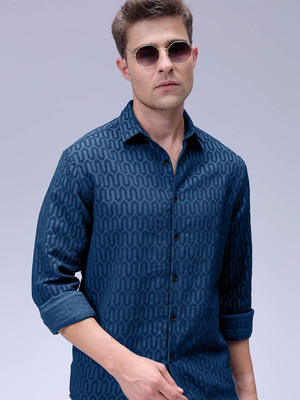 METRONAUT Men Printed Casual Blue Shirt
