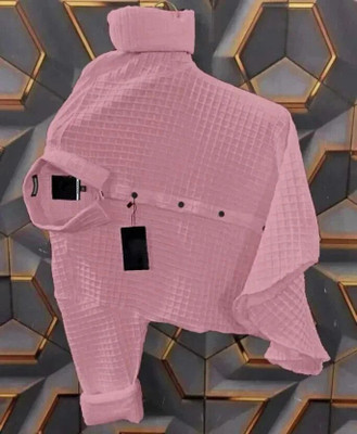 AVAKAR Men Checkered Casual Pink Shirt