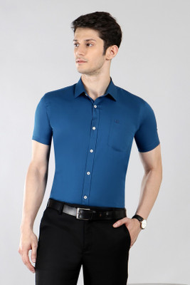 Garry Richards Men Solid Formal Blue Shirt