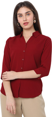 Smarty Pants Women Solid Casual Maroon Shirt