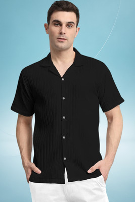 A Dearise Men Self Design Casual Black Shirt