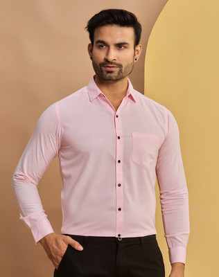 STONEBERG Men Solid Formal Pink Shirt