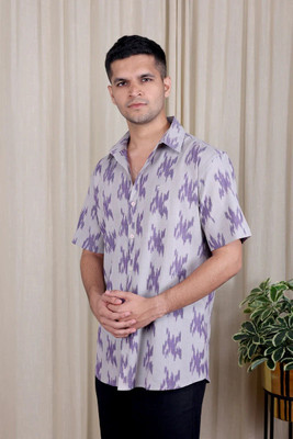 Dev Men Printed Casual Purple, Beige Shirt