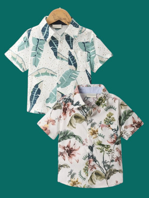 KILLER Boys Printed Casual Dark Green Shirt(Pack of 2)
