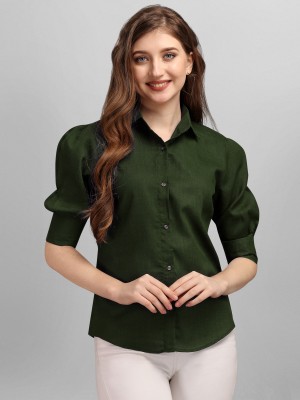 Dev Fashion Women Solid Casual Dark Green Shirt