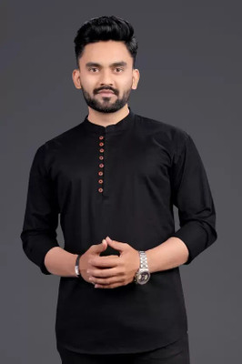 Style Grove Men Solid Casual Black Shirt
