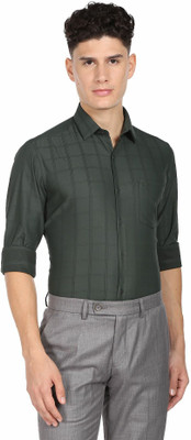 ARROW Men Checkered Formal Green Shirt