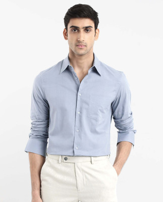 RARE RABBIT Men Solid Formal Blue Shirt