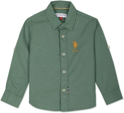 U.S. POLO ASSN. Boys Solid Casual Green Shirt