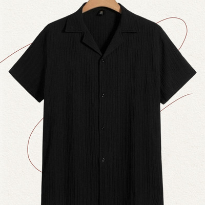 A FUBAR Men Solid Formal Black Shirt