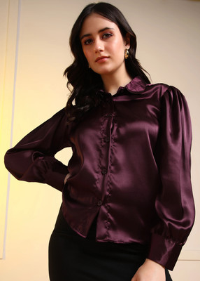 harshiv Women Solid Casual Purple Shirt