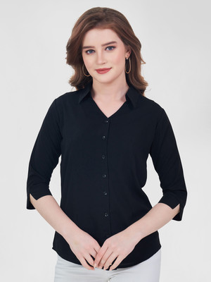 kevara Women Solid Casual Black Shirt