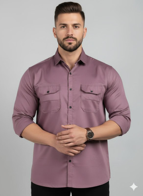 JILANI TRADERS Men Solid Casual Purple Shirt