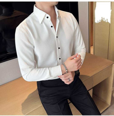 Mvraj Fashion Men Solid Casual White Shirt