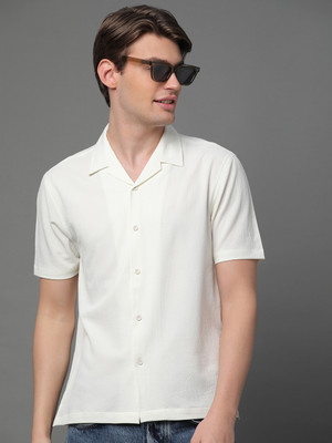 Voroxy Men Solid Casual White Shirt