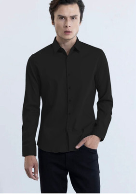 NOIL Men Solid Casual Black Shirt