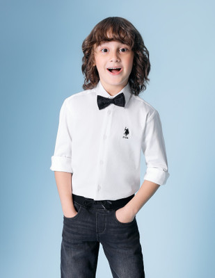 U.S. POLO ASSN. Boys Solid Casual White Shirt