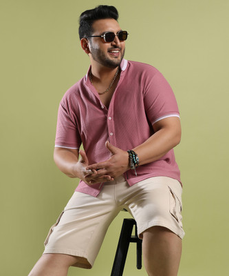 Instafab Plus Men Printed Casual Pink Shirt