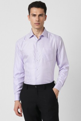 VAN HEUSEN Men Checkered Formal Purple, White Shirt