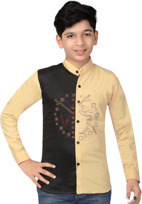 FASHION GRAB Boys Color Block Casual Black, Yellow Shirt