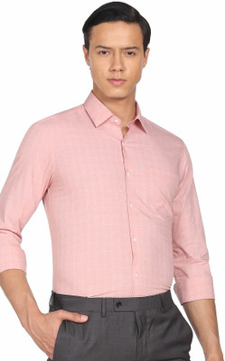 ARROW Men Checkered Formal Pink Shirt