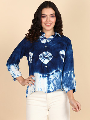 METRONAUT Women Dyed/Ombre Casual Blue Shirt