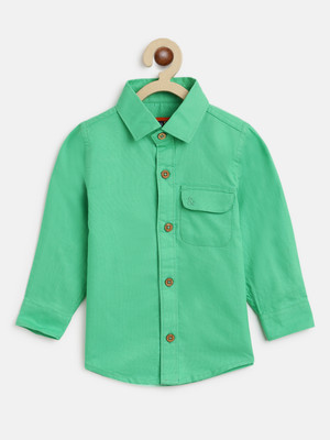 TALES & STORIES Baby Boys Solid Casual Green Shirt