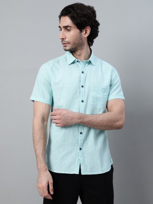 CANTABIL Men Striped Casual Light Green Shirt