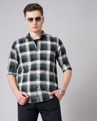 Paul Street Men Checkered Casual Green, White, Black Shirt