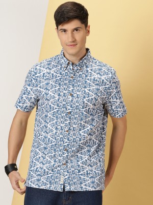 THOMAS SCOTT Men Printed Casual Dark Blue, White Shirt