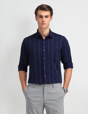 ARROW Men Striped Formal Blue Shirt