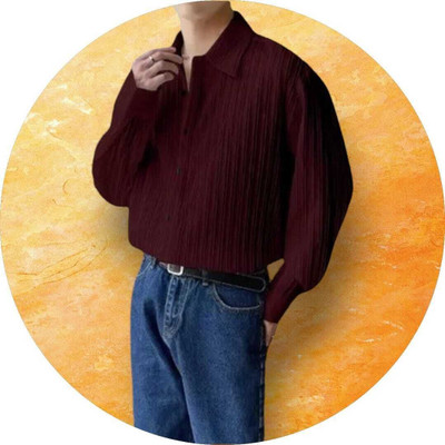 SHIVAY TREND Men Self Design Casual Maroon Shirt