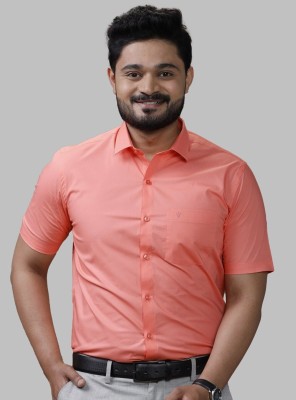 Ramraj Cotton Men Solid Formal Orange Shirt