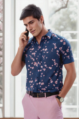 LOUIS PHILIPPE Men Printed Formal Dark Blue Shirt