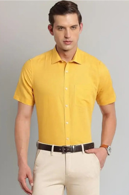 Common Men Men Solid Formal Yellow Shirt
