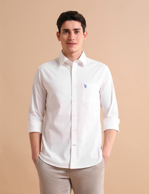 U.S. POLO ASSN. Men Solid Casual White Shirt