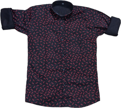THE TINGGE Boys Printed Casual Dark Blue, Pink Shirt