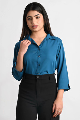 RAHUL TRADERS Women Solid Casual Blue Shirt