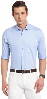 TURTLE Men Checkered Formal Blue Shirt