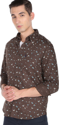 U.S. POLO ASSN. Men Printed Casual Brown Shirt
