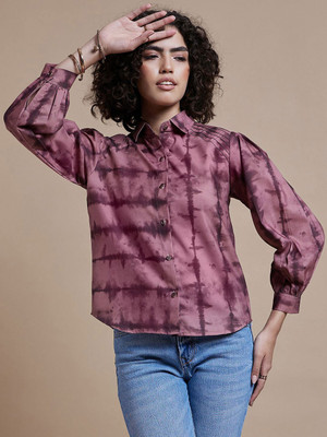 CORSICA Women Printed Casual Maroon Shirt