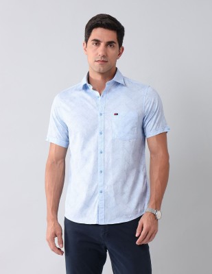 AD by Arvind Men Printed Casual Blue Shirt