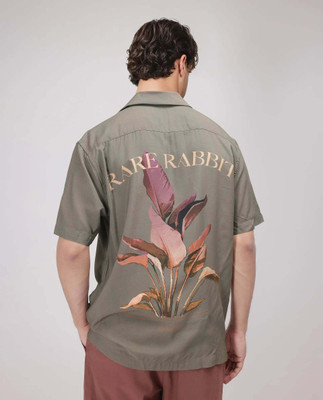 RARE RABBIT Men Graphic Print Casual Dark Green Shirt