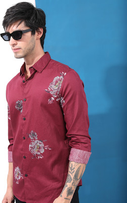 HIGHLANDER Men Printed Casual Maroon Shirt
